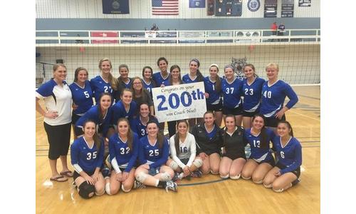 Holton Volleyball Sweeps Royal Valley as Coach Noel Wins 200
