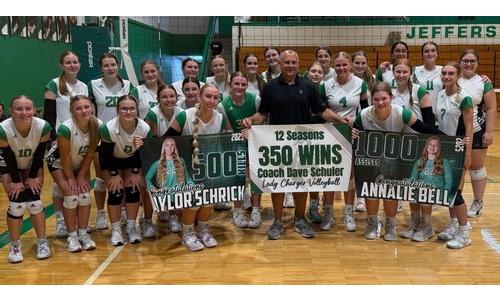 JCN Volleyball with Milestone Night as they Sweep Oskaloosa and Riverside